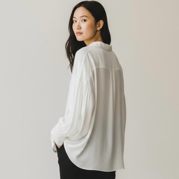 NWOT JCrew Top Woman's sz 3X Cream Sheer Oversize Button Up Blouse - Picture 3 of 12